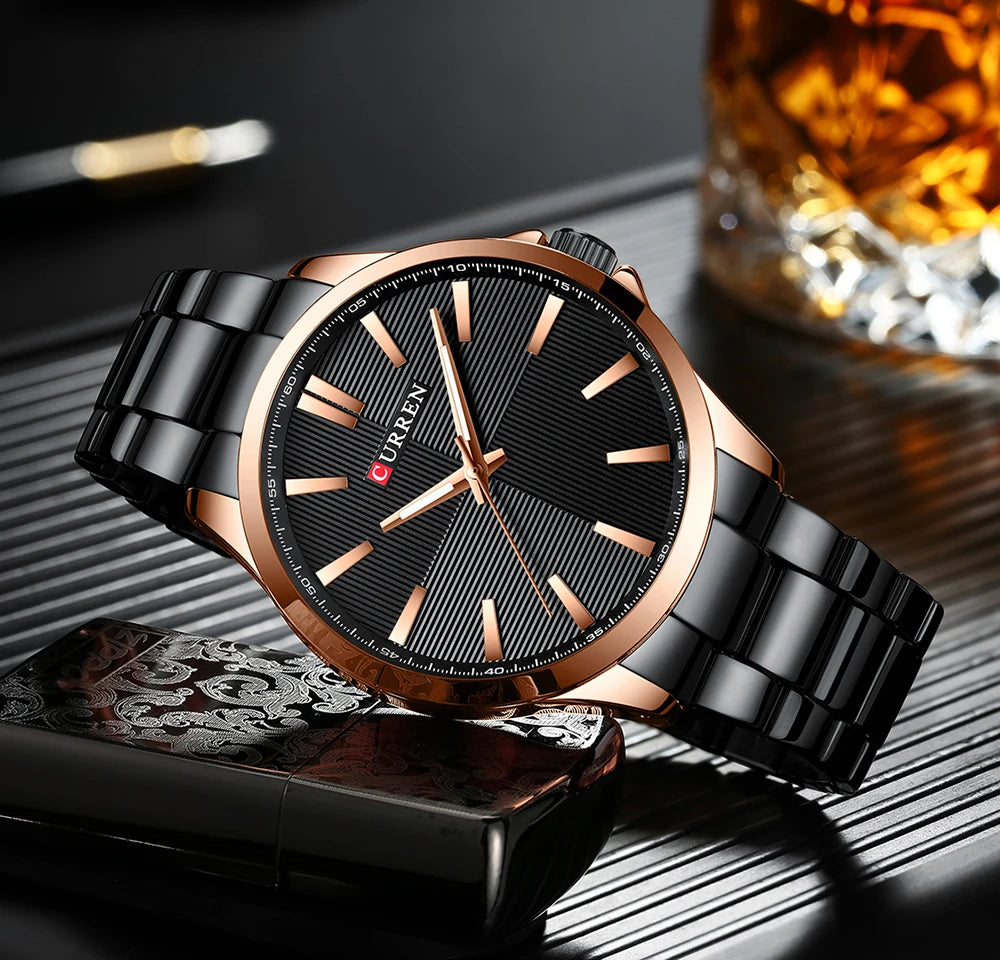 Curren CR-8322 Men’s Quartz Watch – Stainless Steel Mesh Band, Fashion Business Casual Wristwatch