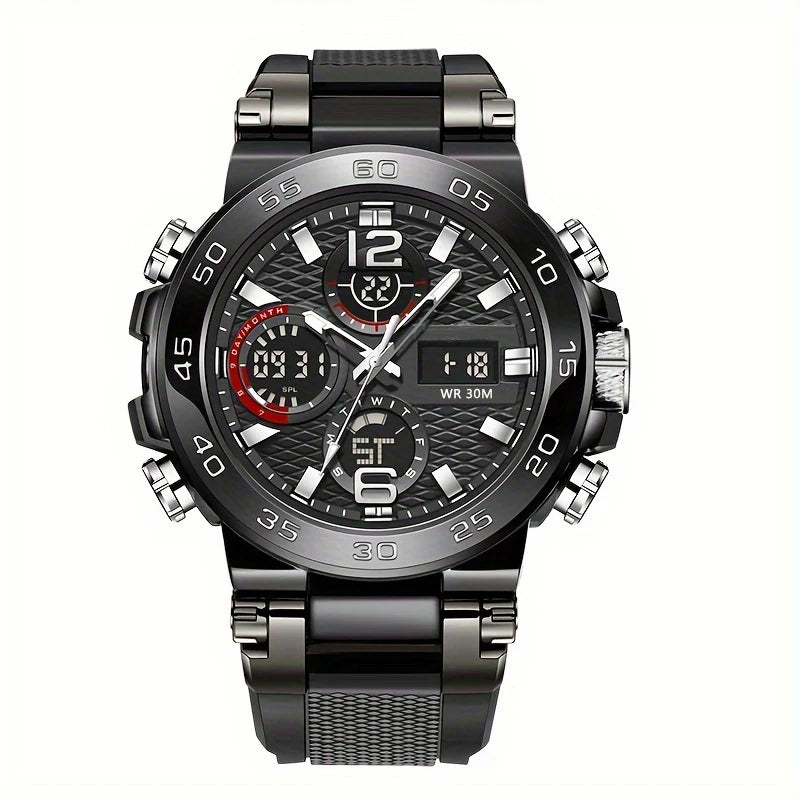 LSLONG Men’s Sport Watch – Analog-Digital Dual Display, 3ATM Waterproof, Chronograph, LED Backlight