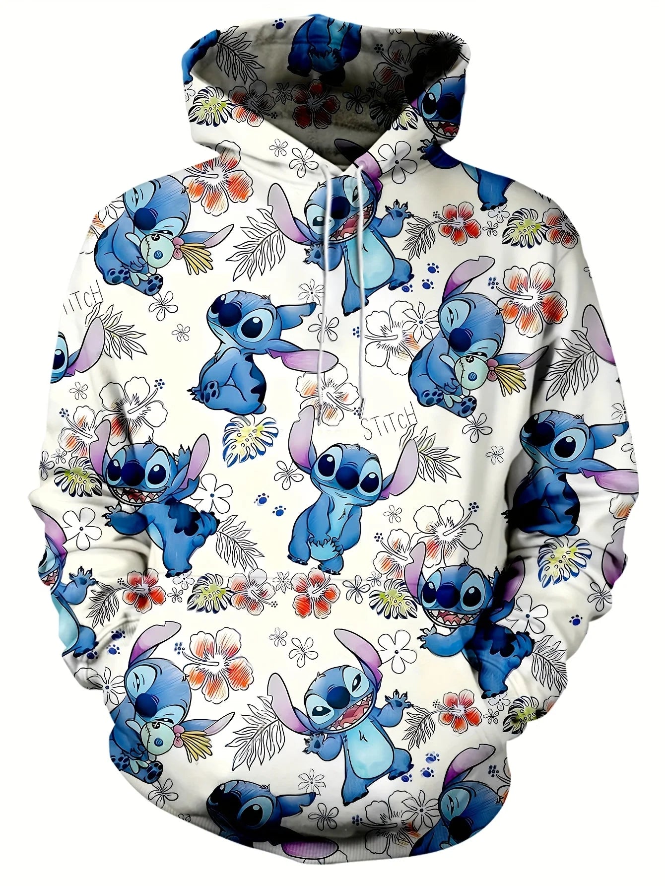 MINISO Men’s Fashion Hoodie – Cartoon Animal Pattern Pullover with Pockets