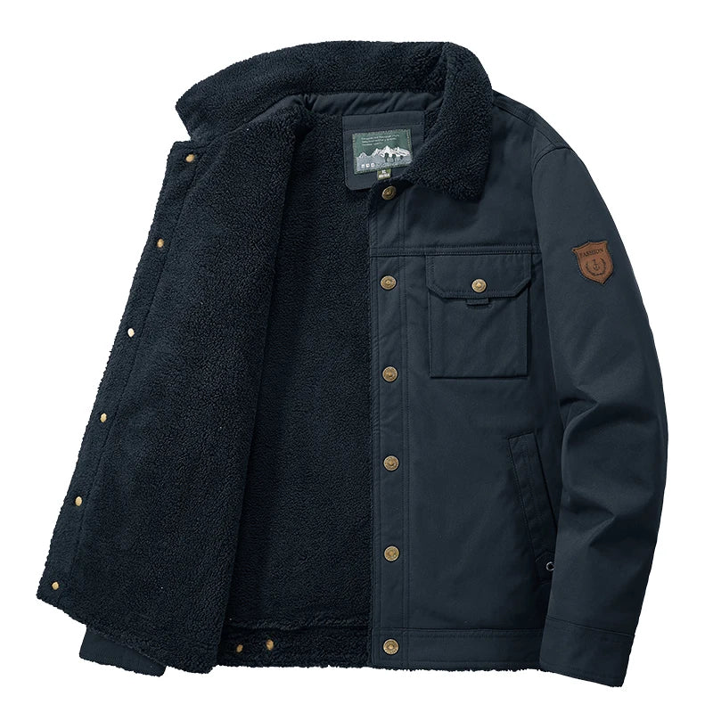 CHAIFENKO Men’s Fleece-Lined Jacket – Casual Autumn & Winter Warmth