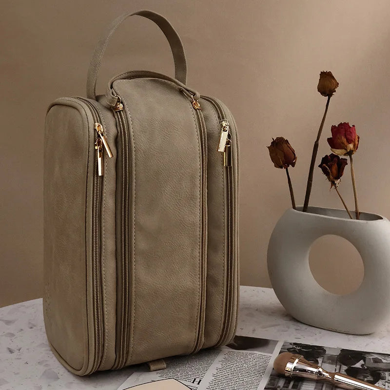 PU Leather Travel Makeup Bag – Large Capacity Waterproof Cosmetic Case