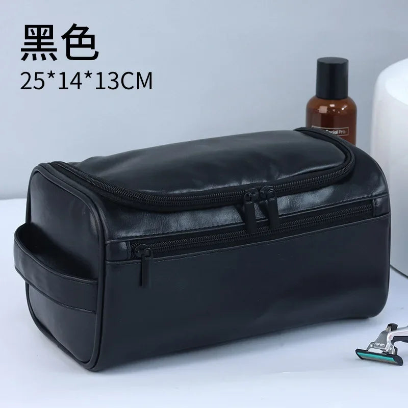 Vintage PU Leather Cosmetic Bag – Large Capacity, Waterproof & Travel-Friendly