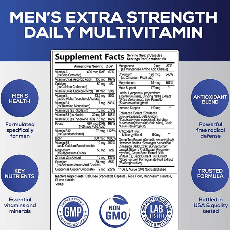 Pslalae Men’s Daily Multivitamin – Complete Energy & Health Support