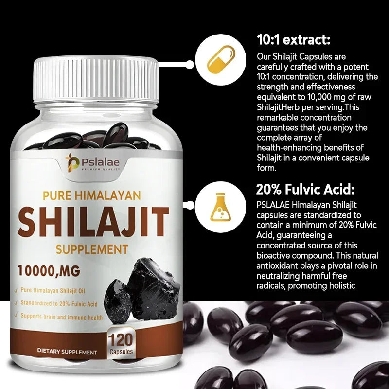 Pslalae Shilajit Capsules – 10:1 Extract for Energy, Vitality & Immunity