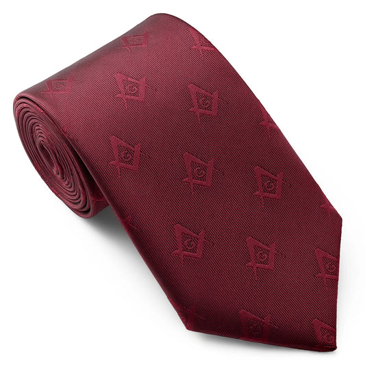 Men’s Masonic Necktie – Embroidered Freemasonry Symbol, Slim Fit