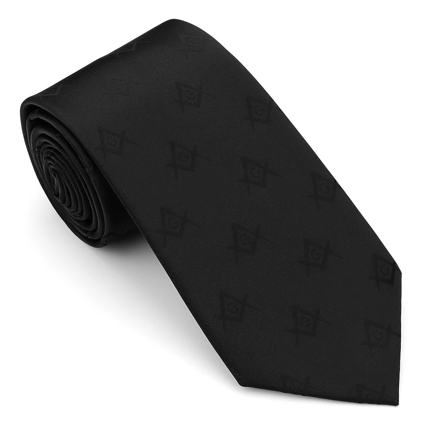 Men’s Masonic Necktie – Embroidered Freemasonry Symbol, Slim Fit