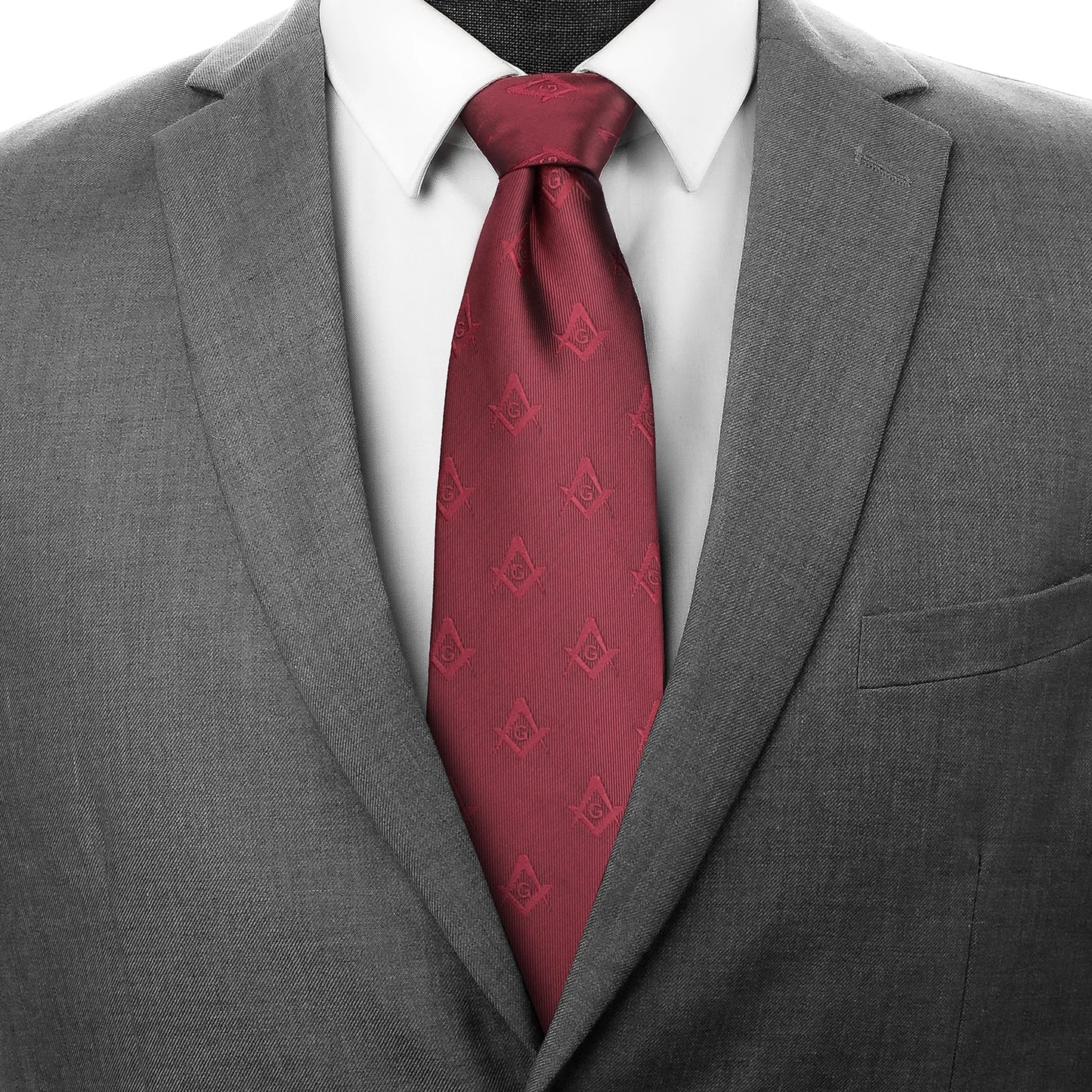 Men’s Masonic Necktie – Embroidered Freemasonry Symbol, Slim Fit