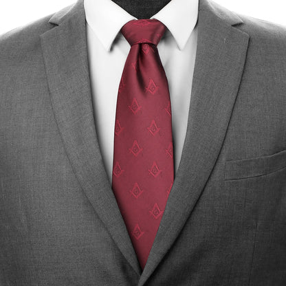 Men’s Masonic Necktie – Embroidered Freemasonry Symbol, Slim Fit