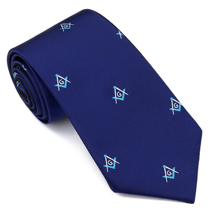 Men’s Masonic Necktie – Embroidered Freemasonry Symbol, Slim Fit