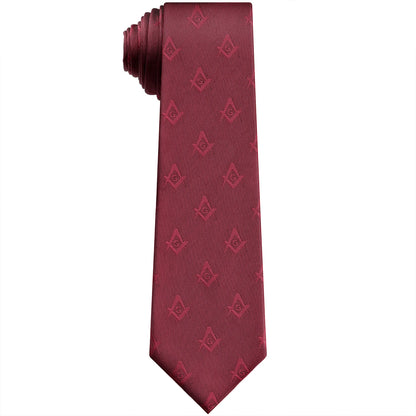 Men’s Masonic Necktie – Embroidered Freemasonry Symbol, Slim Fit