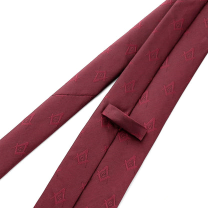 Men’s Masonic Necktie – Embroidered Freemasonry Symbol, Slim Fit