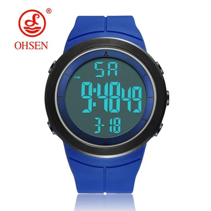 OHSEN 1805 Men’s Digital Sport Watch – 50M Waterproof, LED Display, Shock Resistant, Stopwatch, Alarm