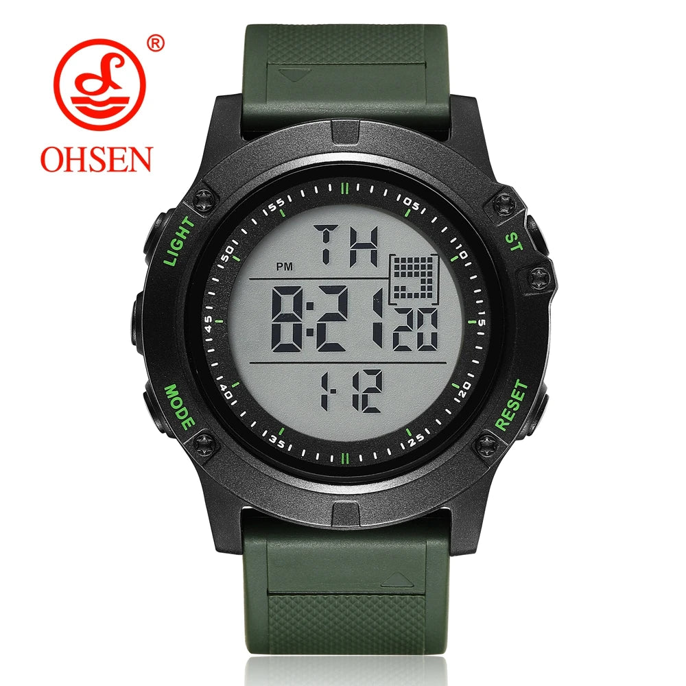OHSEN Men’s Digital Sport Watch – Waterproof 50M, Shock Resistant, LED Backlight, Stopwatch, Alarm