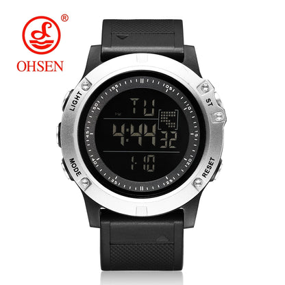 OHSEN Men’s Digital Sport Watch – Waterproof 50M, Shock Resistant, LED Backlight, Stopwatch, Alarm