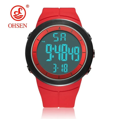 OHSEN 1805 Men’s Digital Sport Watch – 50M Waterproof, LED Display, Shock Resistant, Stopwatch, Alarm