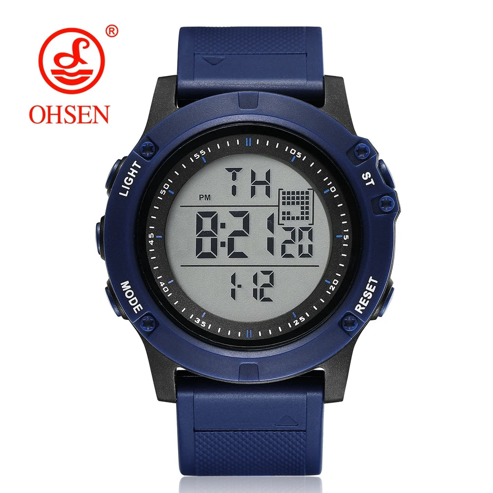 OHSEN Men’s Digital Sport Watch – Waterproof 50M, Shock Resistant, LED Backlight, Stopwatch, Alarm