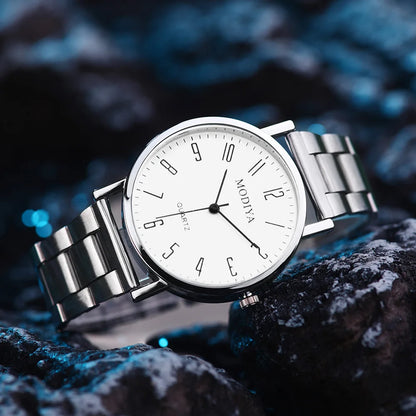 MOONBIFFY Men’s Fashion Quartz Watch – Stainless Steel Band