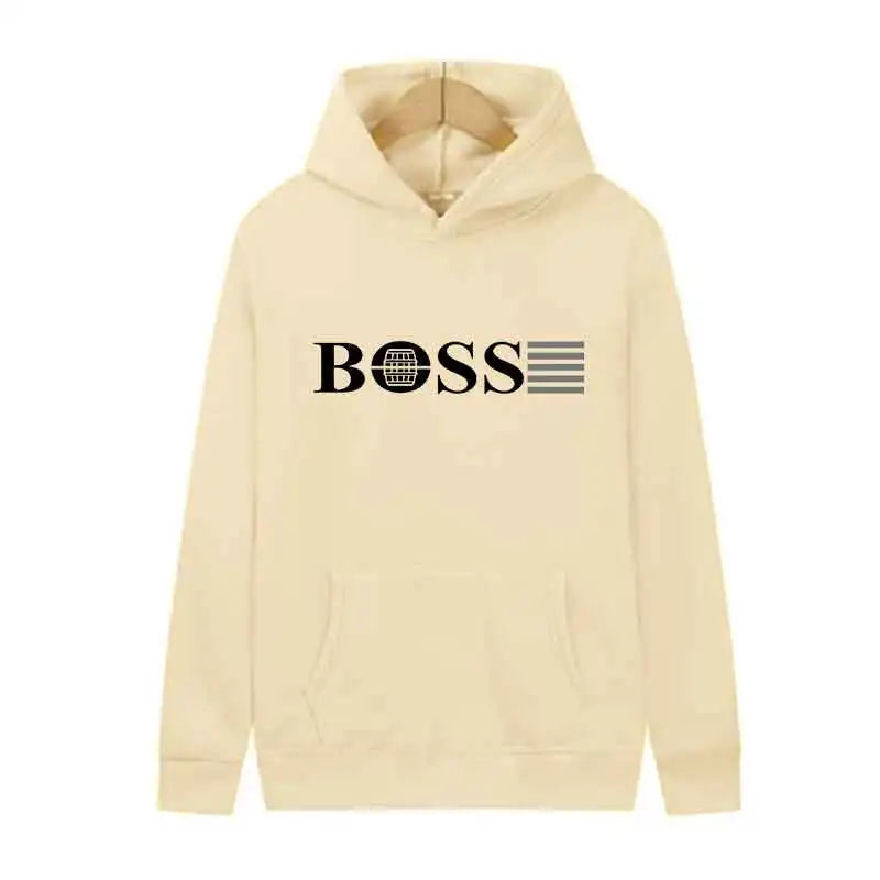 Men’s Casual Fleece Hoodie – Printed Design for Spring & Autumn