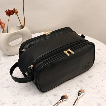 PU Leather Travel Makeup Bag – Large Capacity Waterproof Cosmetic Case