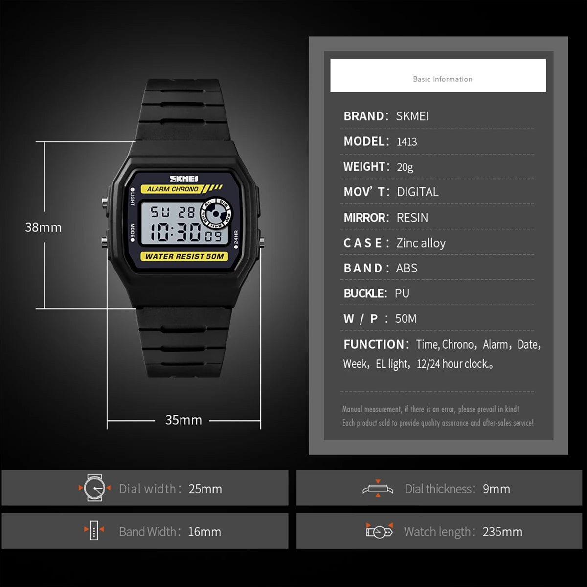SKMEI 1894 Men’s Digital Watch – Waterproof 50M, Shock Resistant, LED Backlight, Multifunction