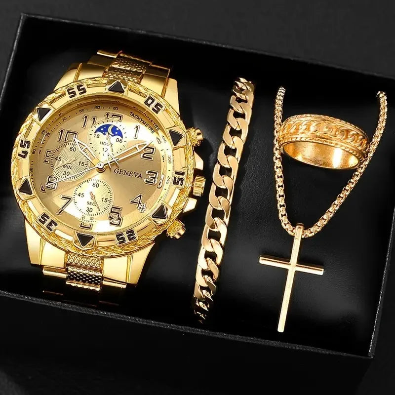 MOONBIFFY Quartz Men’s Wristwatch – Alloy Case, Stylish Bracelet Clasp, Casual Fashion Watch