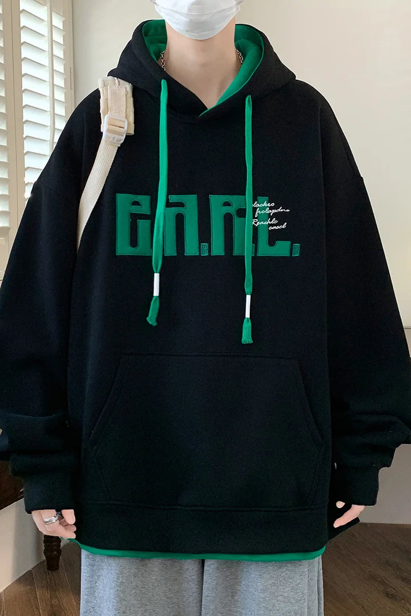 Men’s Casual Printed Hoodie – Loose Fit, Spring & Autumn Wear
