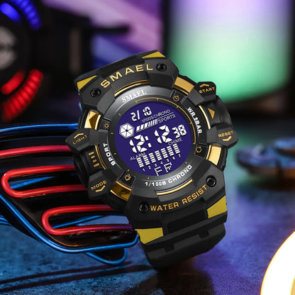 SMAEL 8050 Men’s Digital Sports Watch – Shock Resistant, Waterproof 5ATM, Multifunction LED Wristwatch