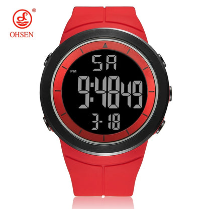OHSEN 1805 Men’s Digital Sport Watch – 50M Waterproof, LED Display, Shock Resistant, Stopwatch, Alarm