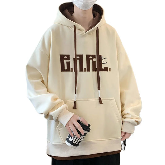 Men’s Casual Printed Hoodie – Loose Fit, Spring & Autumn Wear