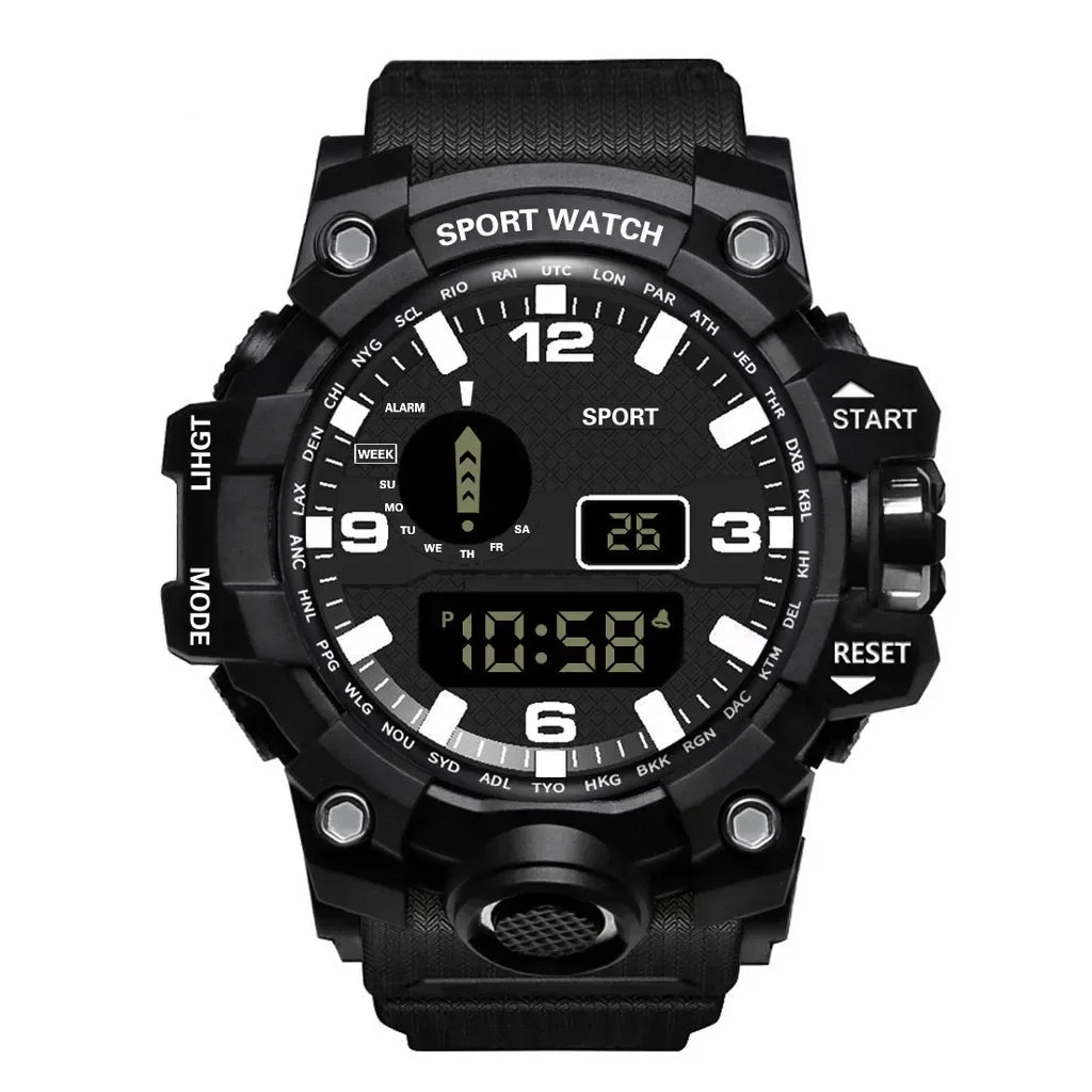 MOONBIFFY Digital Sport Watch – Large Dial 55mm, Waterproof 3ATM, LED Display, Chronograph, Calendar