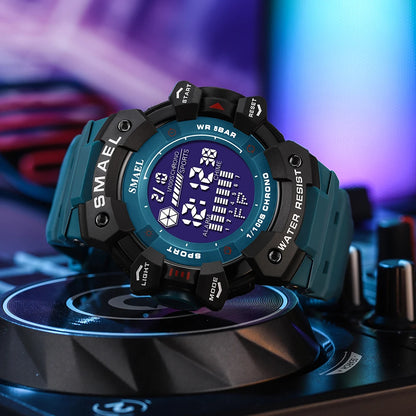 SMAEL 8050 Men’s Digital Sports Watch – Shock Resistant, Waterproof 5ATM, Multifunction LED Wristwatch