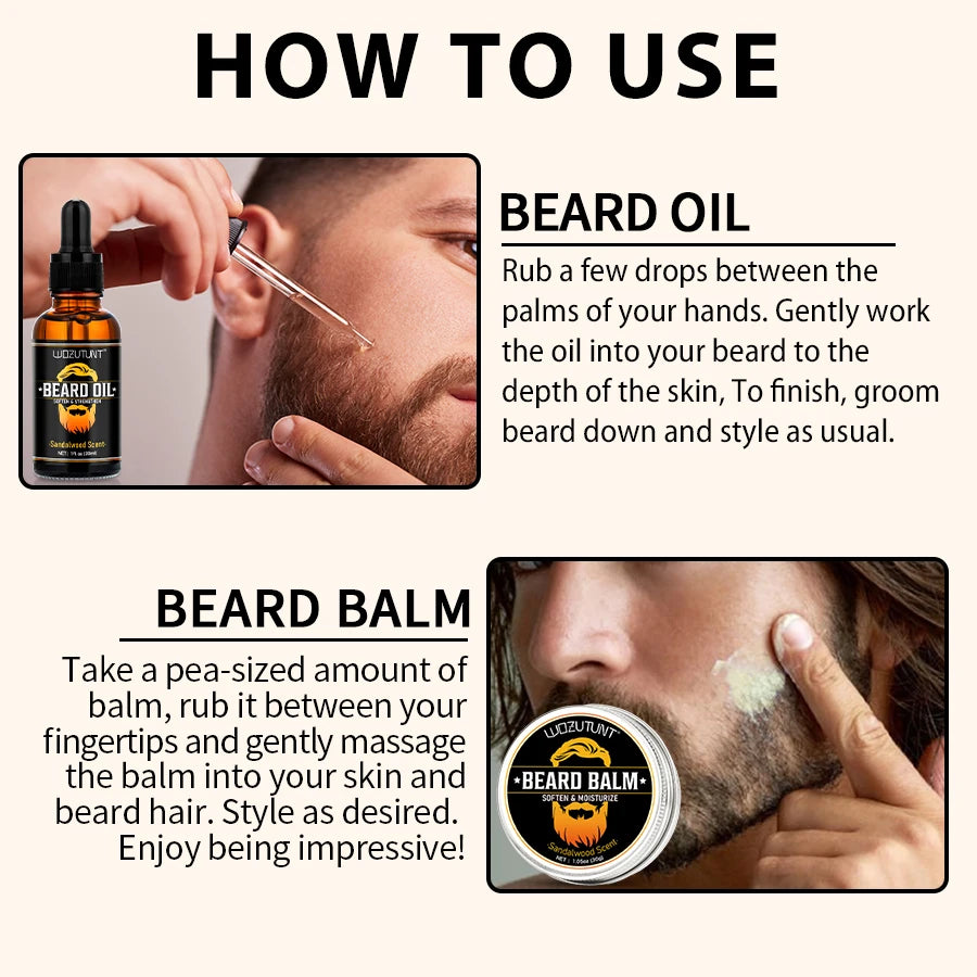 Lockmio Sandalwood Beard Care Set – 5-in-1 Grooming Kit