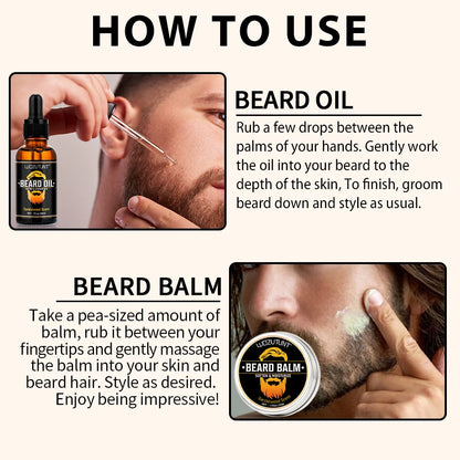 Lockmio Sandalwood Beard Care Set – 5-in-1 Grooming Kit