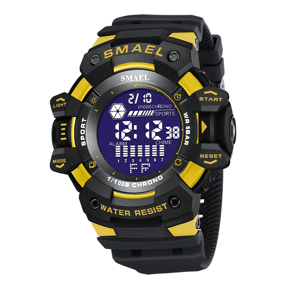 SMAEL 8050 Men’s Digital Sports Watch – Shock Resistant, Waterproof 5ATM, Multifunction LED Wristwatch