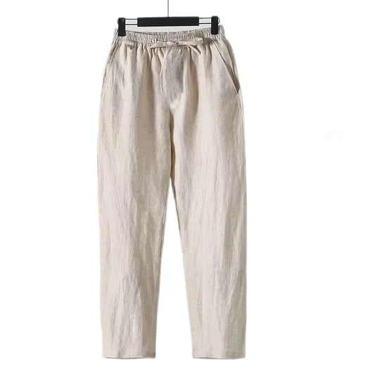 Men’s Smart Casual Elastic Waist Pants – Lightweight Ankle-Length