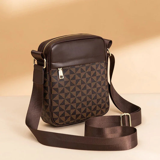 Geometric PU Leather Satchel Bag – Unisex Fashion Accessory