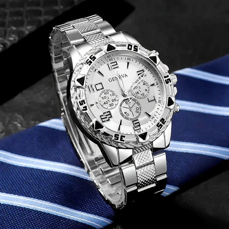 MOONBIFFY Quartz Men’s Wristwatch – Alloy Case, Stylish Bracelet Clasp, Casual Fashion Watch
