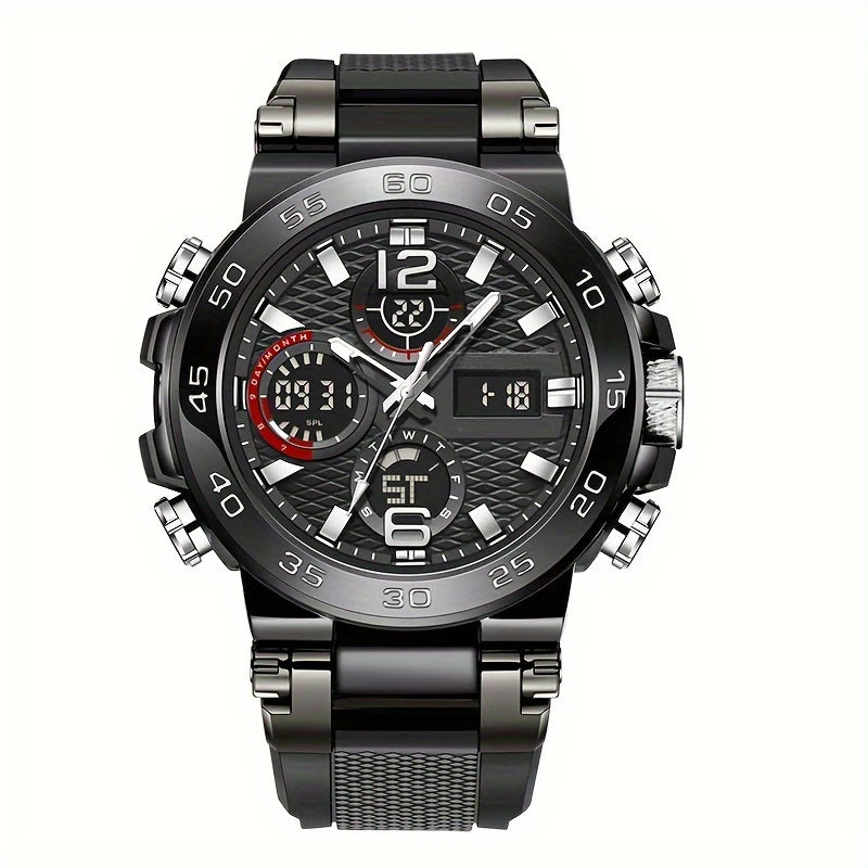 LSLONG Men’s Sport Watch – Analog-Digital Dual Display, 3ATM Waterproof, Chronograph, LED Backlight