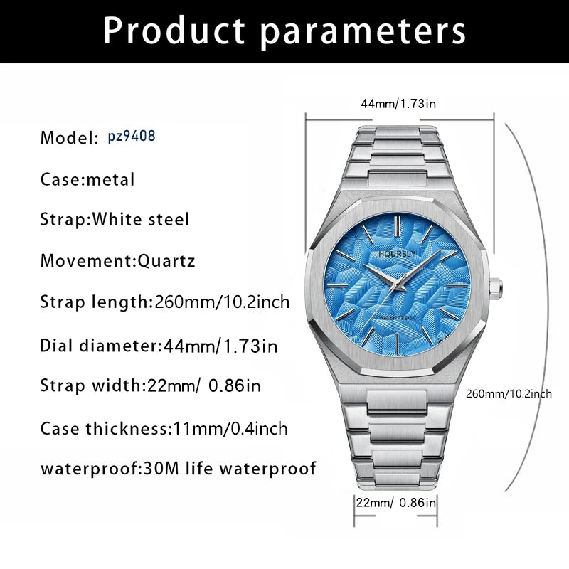 Wlisth/Wal-force Shi Quartz Men’s Watch – Stainless Steel, Luminous Hands, Water-Resistant Casual Fashion Wristwatch
