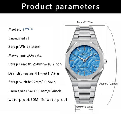 Wlisth/Wal-force Shi Quartz Men’s Watch – Stainless Steel, Luminous Hands, Water-Resistant Casual Fashion Wristwatch