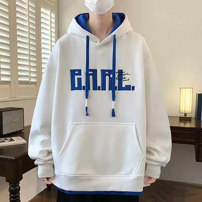 Men’s Casual Printed Hoodie – Loose Fit, Spring & Autumn Wear