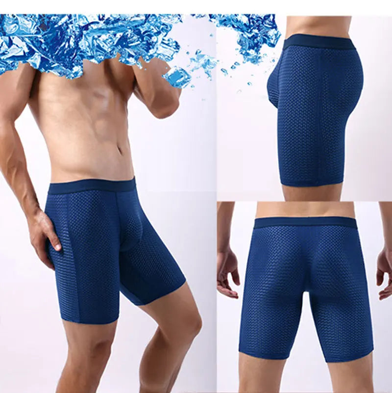 Men’s Long Boxer Shorts – Breathable Polyester, Pack of 3