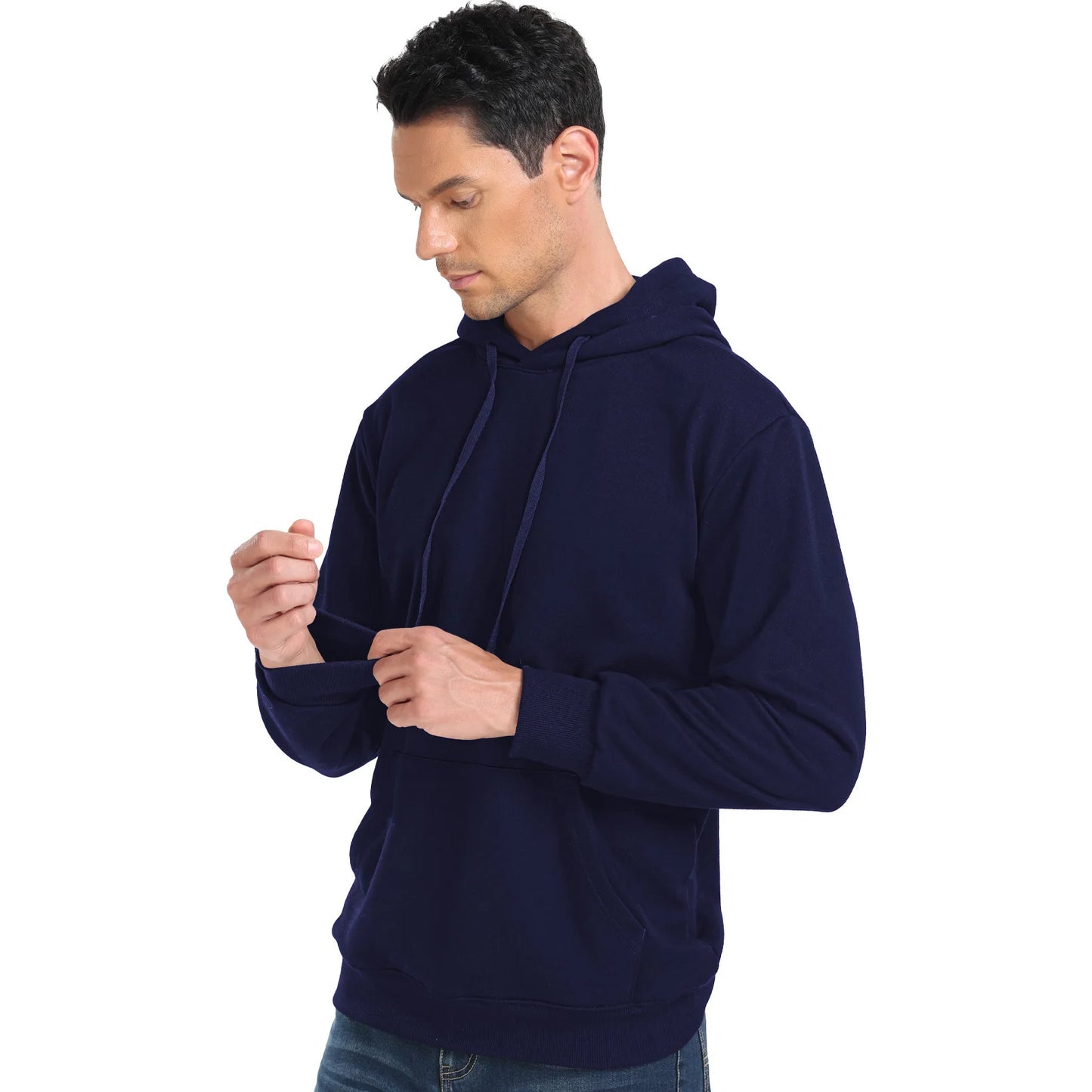 Men’s Casual Solid Hoodie – Cotton Blend Comfort for Spring & Autumn