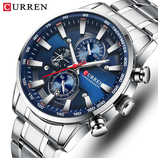 CURREN CUR8351 Men’s Luxury Chronograph Sport Watch – Stainless Steel, Waterproof, Quartz Movement