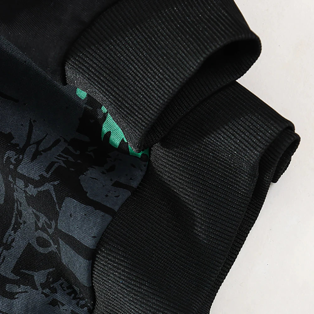 Men’s Casual Printed Hoodie – Round Neck Pullover for Spring & Autumn