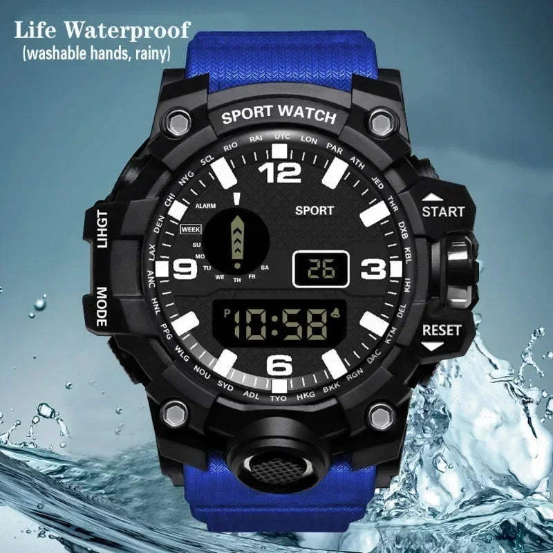 MOONBIFFY Digital Sport Watch – Large Dial 55mm, Waterproof 3ATM, LED Display, Chronograph, Calendar