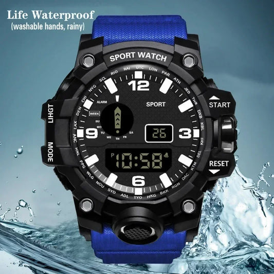 MOONBIFFY Digital Sport Watch – Large Dial 55mm, Waterproof 3ATM, LED Display, Chronograph, Calendar