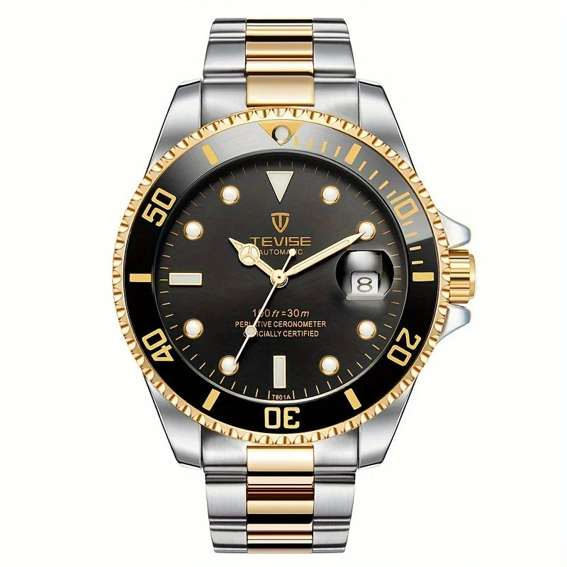 TEVISE 801A Automatic Mechanical Watch – Stainless Steel Fashion Wristwatch with Calendar & Luminous Display