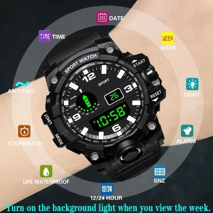 MOONBIFFY Digital Sport Watch – Large Dial 55mm, Waterproof 3ATM, LED Display, Chronograph, Calendar