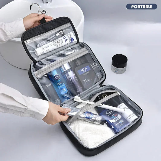 Fashion Solid Cosmetic Case – PU & Polyester Travel Makeup Organizer with Zipper